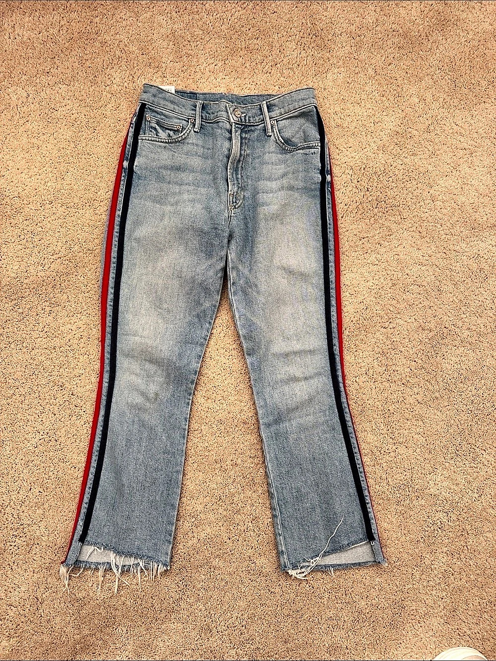 Mother The Insider Crop Step Fray Color Block Jeans 27